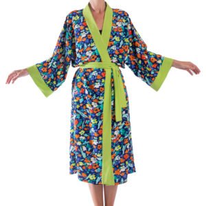 Kimono largo flores y verde